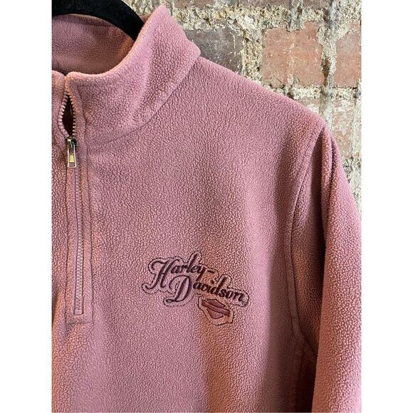 Zook’s Harley~Davidson Motorcycle Mauve Fleece 1/4 Zip Pullover Sweatshirt Women - Picture 3 of 10